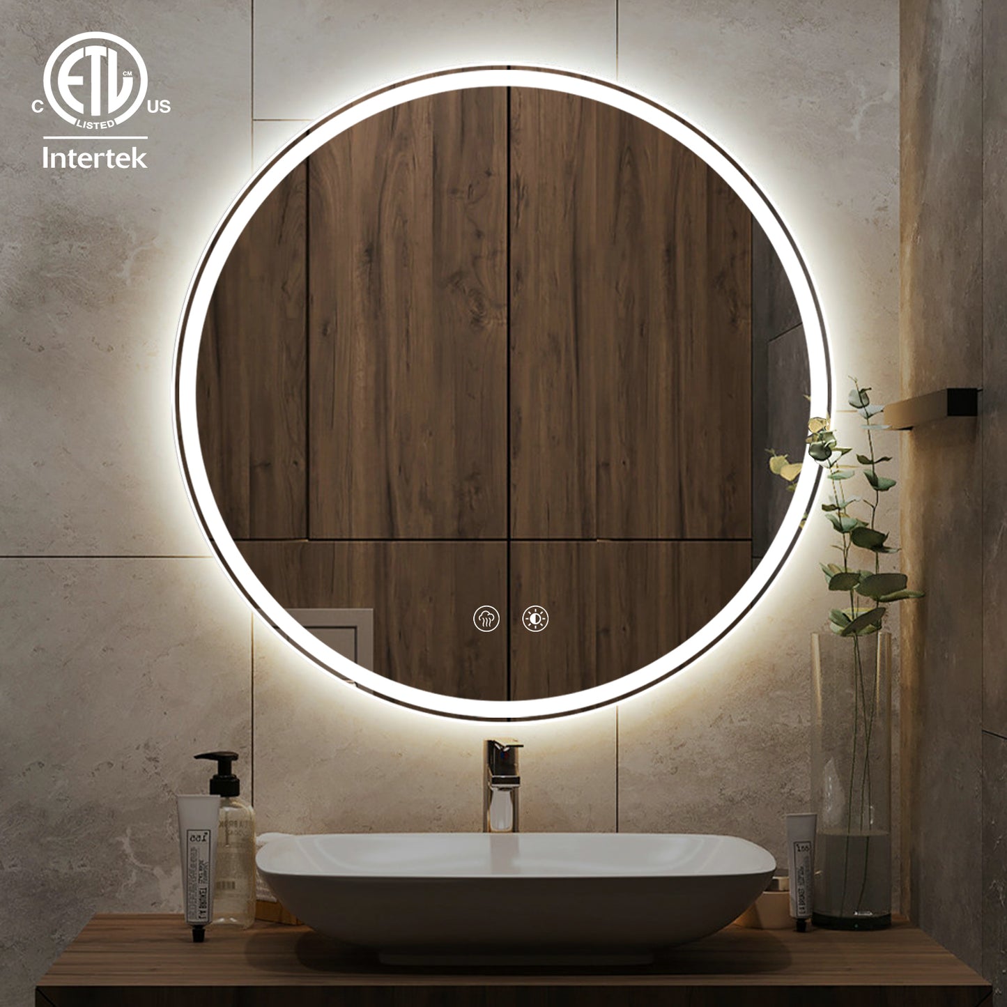 Round 28 inch LED Bathroom Mirror with Lights