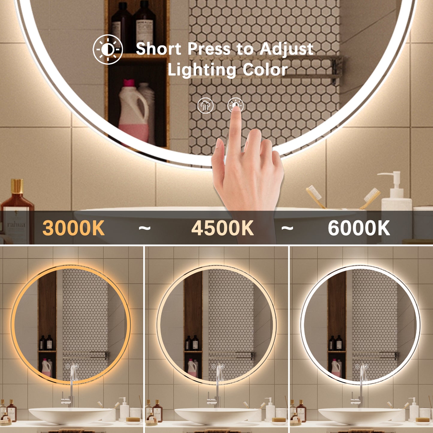 Round 32 inch LED Bathroom Mirror with Lights