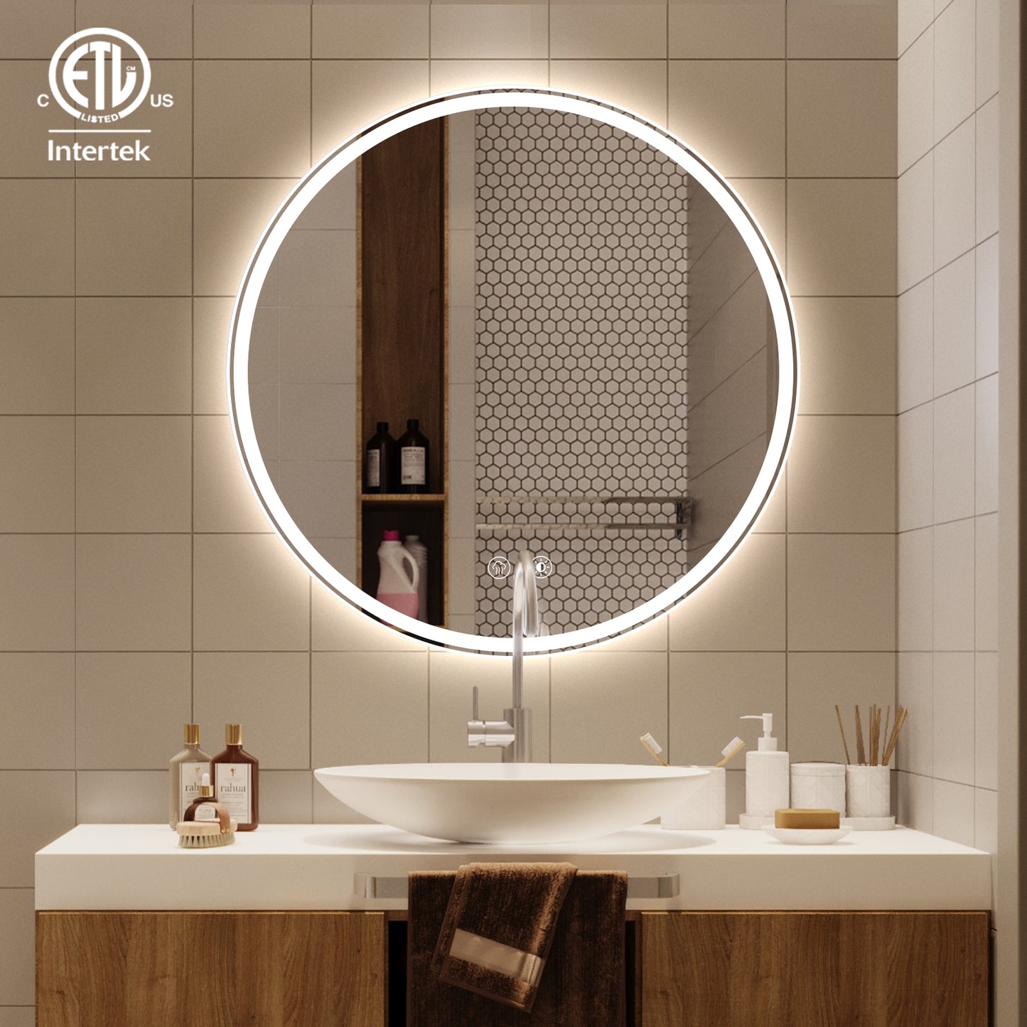 Round 32 inch LED Bathroom Mirror with Lights