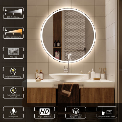 Round 32 inch LED Bathroom Mirror with Lights